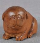 19c netsuke RESTING smiling PUPPY $195