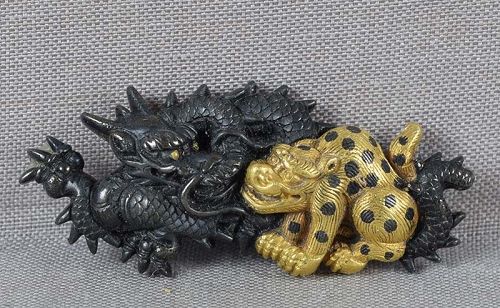 Single 19c Japanese sword MENUKI Goto School LEOPARD & DRAGON