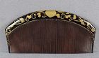 19c Japanese lacquer wood KUSHI hair COMB flower vines
