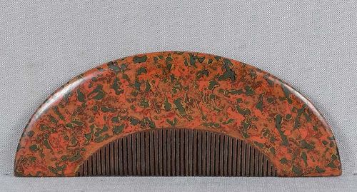 19c Japanese lacquer KUSHI hair COMB marbled design
