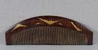 19c Japanese lacquer KUSHI hair COMB wood texture & gold