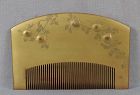 19c Japanese lacquer wood KUSHI hair COMB fruits on branches