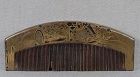 19c Japanese lacquer KUSHI hair COMB samurai helmet, roof tile