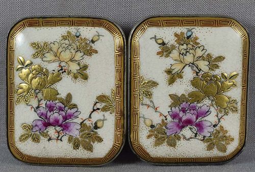 19c SATSUMA BELT BUCKLE peonies