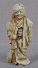 19c porcelain netsuke Old Woman UBA with broom