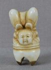 19c porcelain netsuke ACROBAT / CONTORTIONIST