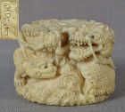 19c netsuke DRAGON & TIGER by KAGETOSHI