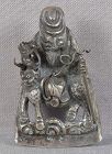 19c Chinese silver CLOTHING ORNAMENT sage on QILIN