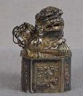 19c Chinese silver HAT ORNAMENT Foo lion