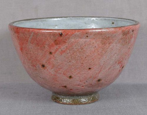Vintage CHAWAN Japanese tea ceremony BOWL SHIGARAKI pink glaze