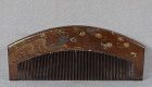 19c Japanese lacquer KUSHI hair COMB PLOVERS over waves