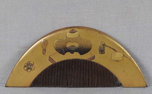 19c Japanese lacquer KUSHI hair COMB TEA CEREMONY OBJECTS