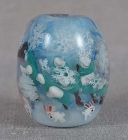 Japanese glass OJIME tombodama netsuke slide BUNNIES in winter