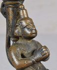 18th c Indian bronze HANUMAN with demon head