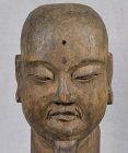 19c devotional Japanese sculpture HEAD OF SCHOLAR inscribed