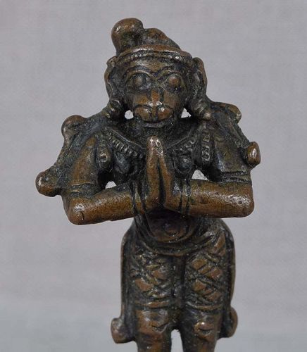 19c Indian bronze votive statue HANUMAN