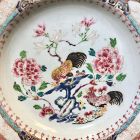 18C Chinese Export Famille Rose Cockerel Rooster Plate Qianlong Period