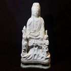 19C Chinese Dehua Blanc de Chine Porcelain Kwanyin Guanyin Statue