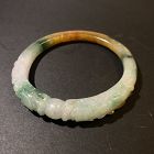 Qing Dynasty Dragon Natural Jadeite Bangle Bracelet