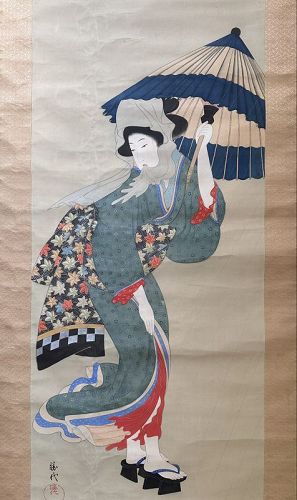 Japanese Scroll Painting of a Beauty, Meiji Period