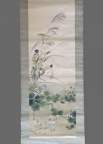 Japanese Kakejiku Scroll Painting by Miyadai Tamae, Showa Period