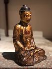 Chinese Gilt and Carved Wood Figure of a Seated Buddha, Ming Dynasty