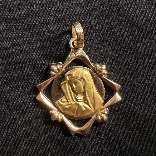 Vintage 14K Gold Saint Maria Pendant