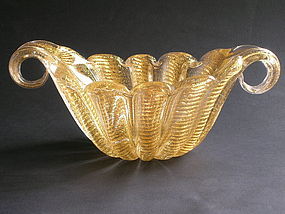 Vintage Cordonato Oro Glass Bowl by Ercole Barovier