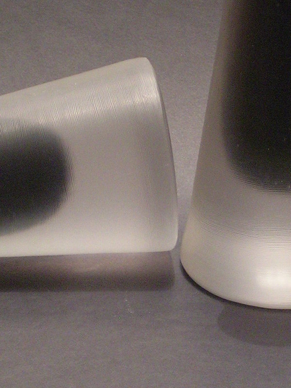 Modern glass incisio candle holder pair by Paolo Venini