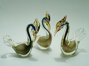 Stylized Murano birds in pulveri by Archimede Seguso