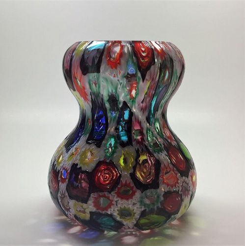 Fratelli Toso Murano "Tiffany Windows" Murrine Italian Glass Vase