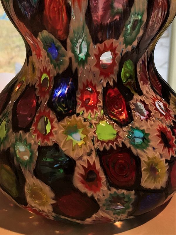 Fratelli Toso Murano &quot;Tiffany Windows&quot; Murrine Italian Glass Vase