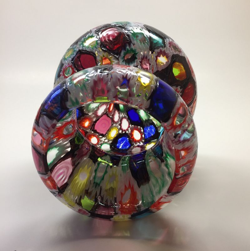 Fratelli Toso Murano &quot;Tiffany Windows&quot; Murrine Italian Glass Vase