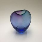 Don Gonzalez Ice-blue with Turkish Blue and Amethyst Glass Vase
