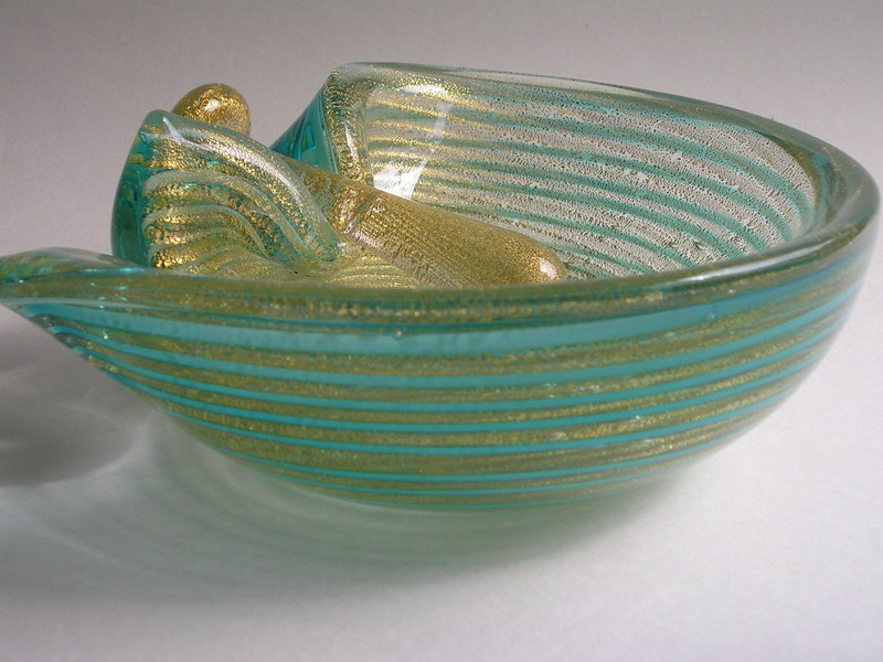 Vintage Murano Glass Barovier bowl and pestle set