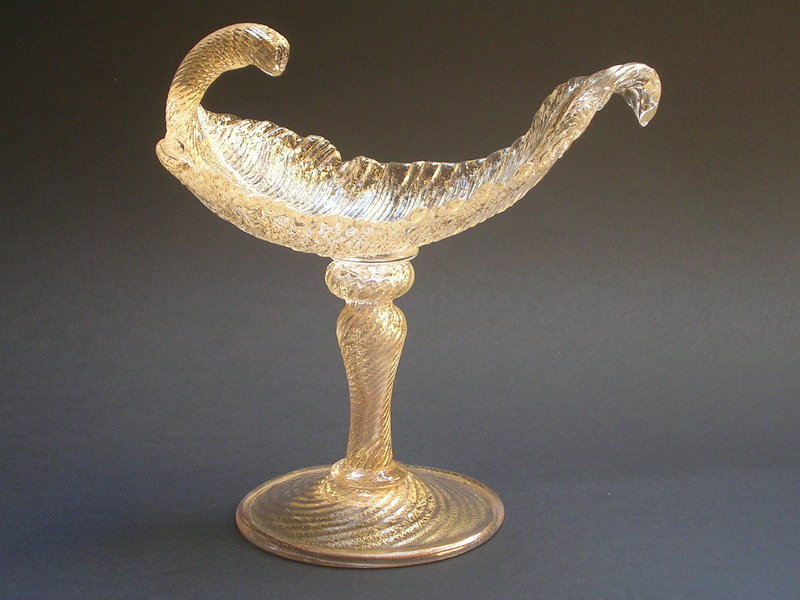 Venetian Glass Leaf Compote attributed to Salviati