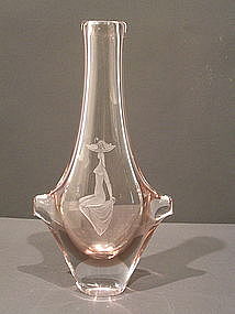 Modern Glass engraved sommerso vessel  by S.A.L.I.R. (attr)
