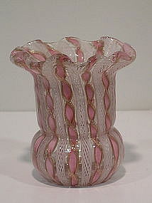 Antique Venetian Glass Filigrana Vase