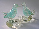 Merletto lovebirds pair attributed to Archimede Seguso