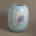 Japanese Fukagawa Vase Magnolia Blossom  Signed