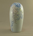 Vintage Japanese Fukagawa Vase Wisteria  Signed