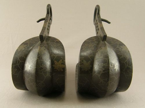 Pair Japanese Iron Horse Stirrups Signed Edo Period