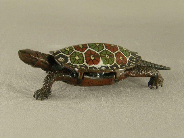 Japanese Champleve Decorated Signed Bronze Turtle Box Circa 1900