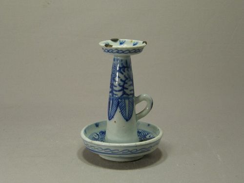 Chinese Blue and White Porcelain Oil Lamp Circa 1900