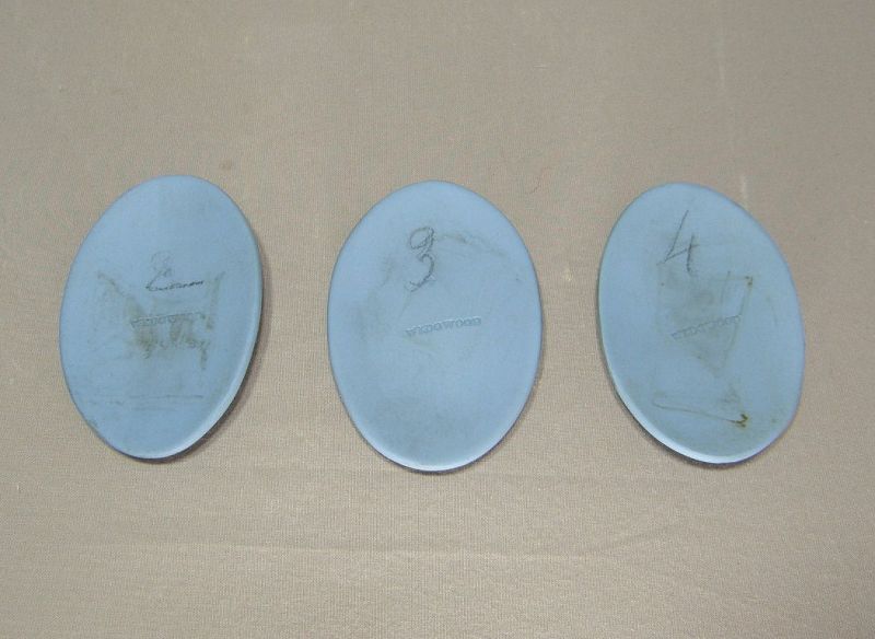 Three Wedgwood Light Blue Jasper Ware Plaques Antique Frames 1800's