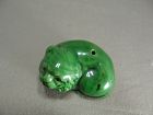 Japanese Green Pottery Puppy Water Dropper Ca: 1900