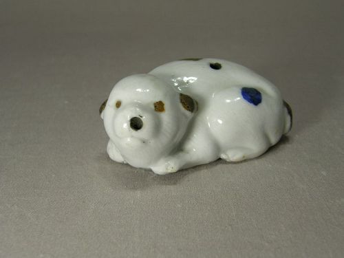 Japanese Porcelaian Hirado Pieland Puppy Water Dropper Ca: 1850