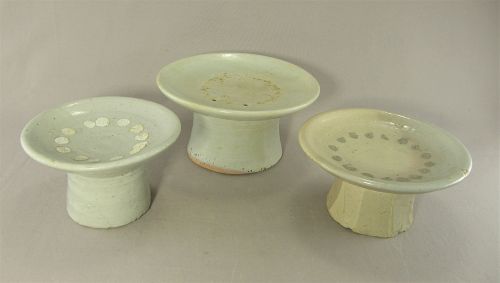 Three Korean Porcelain Offering Stands Folk Art Joeson Dynasty