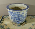 Japanese Porcelain Cachepot Arita Blue White Meiji Period