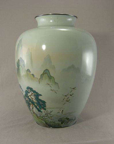 Large Japanese Ando Cloisonne Flower Vase Circa 1910